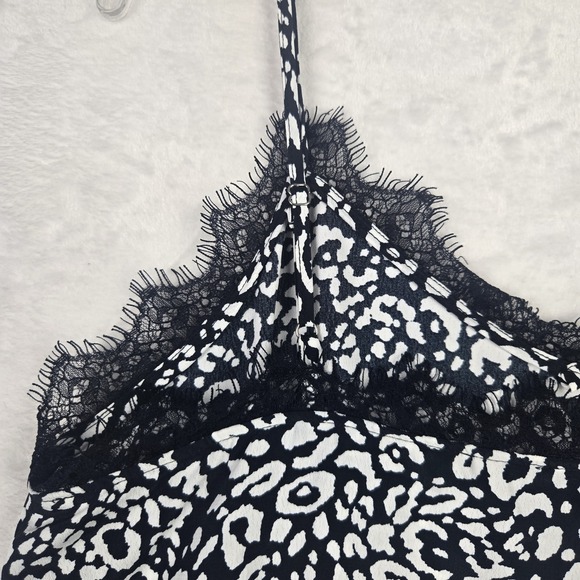 NWT Naked Zebra Women's‎ Black White Leopard Print Camisole Small Lace Trim Neck - Picture 8 of 8
